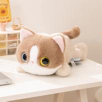 20Cm Kawaii Big Eyes Cat Plush Toy Lying Cartoon Animal Black White Siamese Cat Sleeping Companion Gift 20cm