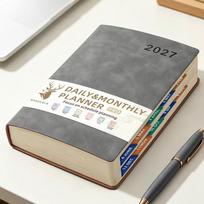 2027 Multilingual Planner: Daily Pages, Customizable, English & Spanish gray