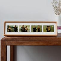 Long Solid Wood Photo Frame Creative Multi-Grid Three-Panel Wedding Couple Picture Frame for Tabletop or Wall Display Home Décor 40x10cm-5.7x8.2cm