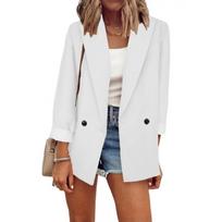 Womens Solid Color Long Sleeve Blazer Oversized Fit Office Chic Lightweight Jacket Small