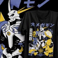 Digimon Omegamon Legendary Warrior Graphic T Shirt Agumon Gabumon Friendship Courage Print Short Sleeve Crew Neck Unisex Anime Streetwear Tops Tees S white