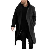 Men's Solid Color Splicing Button Pocket Work Jacket Men's Casual Long Coat L