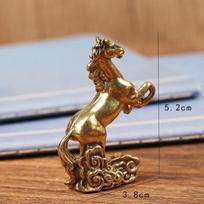Žalvarinė arkliuko stalo puošmena, svetainės kavos staliuko skulptūra, metalo amatas, namų dekoracija, Kinų zodiako arklio statula brown