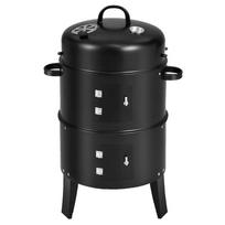 Vertikalus anglies rūkykla su oro anga BBQ rūkykla Grilis 2 prieigos durys 3-in-1 Nešiojama vertikali kepsninė-viryklė vakarėliui stovyklavimui juoda