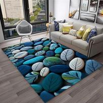 3D Stone Pebbles Footprint Beach Carpet Rug Non-slip Floor Mat for Home Living Room Bedroom Sofa Decor 40x60cm gray