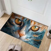 Glitter Silver Tabby Kitten Doormat, Sparkly Cute Cat Floor Mat, Non-Slip Welcome Mat for Cat Lover 40x60cm( 15x23in ) gray