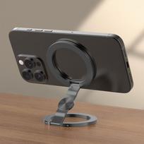 Dvipusis magnetinis telefono laikiklis 360° pasukimas Trigubas sulankstomas laikiklis Automobilinis telefono stovas Magnetinis laikiklis iPhone 16 išmaniajam telefonui black