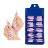 100 PCS/Box Solid Colour False Nail Tips Fake Nails Art Long Stiletto Acrylic Manicure DIY Tools Full Style 20Colors beige