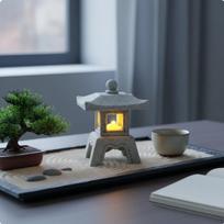 Miniature Stone Lantern Antique Finish Bonsai Decoration Ideal Tranquil Present Garden Pagoda gray