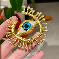 Baroque Style Big Eyes Dangle Earrings Vintage Resin Eye Brooch Lightweight Exaggerated Eyes Earring Corsage For Women Jewelry black