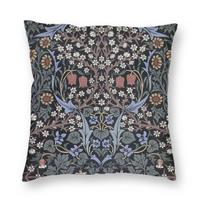 William Morris Blackthorn Square Pillowcase Polyester Linen Velvet Pattern Zip Decor Pillow Case Sofa Seater Cushion Cover 40cmx40cm(16x16Inch) gray