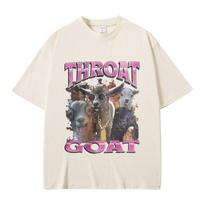 Funny Throat Goat Graphic Print Tshirt Male Fashion Oversized Streetwear Unisex Unisex Casual High Quality Pure Short Sleeve M white