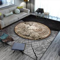 Minimalist Wood Slice Print Rug Non-Slip Decorative Floor Mat Grey & Black Tree Ring Carpet for Living Room Home Decoration 40x60cm gray