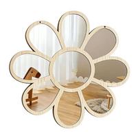 Bohemia Wall Mirror Decors Rustics Farmhouse Accent Mirror Shatterproof Retro Mirror for Wall Decorative Mirror Gift 1 beige