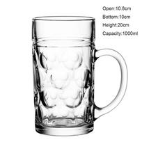 1000ml Large Capacity With Handle Big Glass Beer Cup Thick Heat-resistant Tea Mug Large Draft Beer Cup 1000ml
