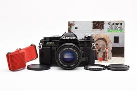 [USED] Canon AE-1 Program Black SLR Film Camera w. New FD 50mm f/1.8, Mint, From JAPAN