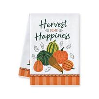 Autumn Harvest Festival Microfiber Kitchen Towel: Pumpkin, Maple Leaf, and Fruit Print - Absorbent and Ideal for Cleaning and Dishwashing 40 x 60 cm white