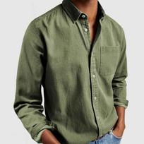 Four Seasons Solid Color Men's Shirt Men's Shirt with Long Sleeves and Lapels 5XL XS gray