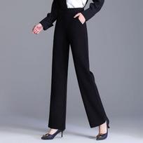 Straight Solid Color Wide Leg Pants Intellectual Korean Spring Summer Pockets Elastic Waist Elegant Fashion New Women's Clothing S