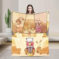 Žaidimo Deltarune Tenna TV Flanelinis pledas Juokingas pledas namams, viešbučiui, sofai 150*125cm Pliušinė plona antklodė 100x150cm white