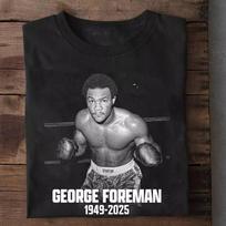 George Foreman 1949-2025 prisiminimo marškinėliai, dydis S–5XL, unisex XXL gray