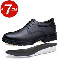 Men's Big Size Elevator Shoes Increased 7cm Business Formal Oxfords Height Increasing Leather Shoes High Heel Derby Men Shoes 35 gray