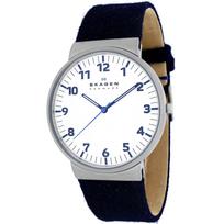 SKAGEN Vyrų Ancher Baltas Ciferblatas Laikrodis Moteriškas Kvarcinis Laikrodis Mineralinis 22mm Mėlynas Atsparus Vandeniui: Apvalus užsegimas: Sagtis C SKW6098 balta