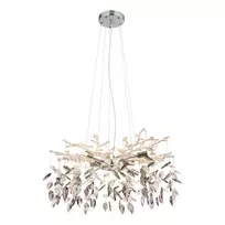 Pakabinamas šviestuvas GLOBO DANNA, 8xG9 8W, skaidrūs stiklo kristalai dūmų sp., ø61x120cm