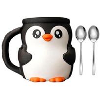 Insulated Treat Cup Holder With Surprise Snacks Tray Penguins Shape Design Dessert Organizers For Ice Cream Lover juoda balta spalva