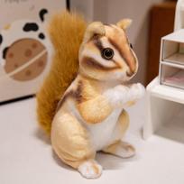 Realistic Squirrel Plush Adorbale Furry Hair Big Tail Toy Cute Soft Stuffed Animals Doll Pillow Girls Gift 19cm brown