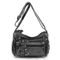 Fashi Solid Denim Zipper Sweet Shoulder Bags Hot Selling Simple Large Capacity Crossbody Bags Soft Versatile Women's Handbag gray
