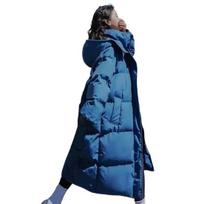 Winter Down Coat Zipper Hooded Solid Color Midi Length Cardigan Keep Warm Padded Stand Collar Women Winter Coat for Outdoor 3XL gray