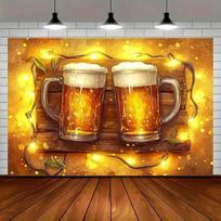 2D Warm Glowing Beer Backdrop for Man Cave Decor, Artistic & Rustic Spaces 70.9x43.3inch/180*110cm gray
