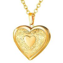Diamond Heart Shaped Photo Picture Locket Necklace Romantic Custom Love Secret Message Pendant Necklace For Lover Couples Gift beige