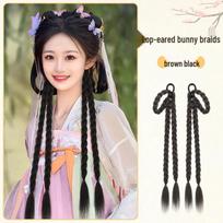 Ancient Style Claw Clip Hair Bun with Braids - Hanfu Ming Song Wig Accessory black