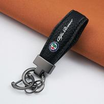 Car Solid Color Keychain Leather Business Gift Men Women Keyring For Alfa Romeo giulietta 159 mito giulia stelvio 147 Accessorie EW6 black