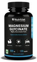NutritJet Magnesium Glycinate 550mg – 120 Veg Capsules | High Absorption Chelated Magnesium for Sleep, Muscle Cramps, Relaxation & Nerve Health