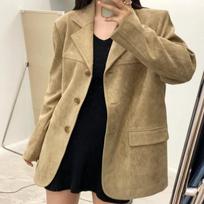 Women Chic Retro Solid Long Sleeve Blazer Casual Office Suit Outerwear S