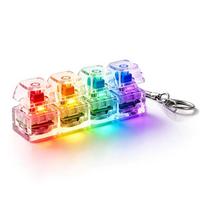 4-Button Fingertip Keyboard Keychain RGB Light Fidget Toy Stress Relief Decompression Calming Toys for Adults Office Desk Gifts black