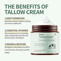 Beef Tallow & Honey Balm Cream 120g | Deep Moisturizing Face & Body Balm | Skin-Friendly Organic Skincare Formula for Dry, Rough & Dehydrated Skin gray