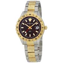 Versace vyriškas dviejų spalvų Šveicariškas kvarcinis laikrodis Hellenyium 42 mm V11040015 ruda