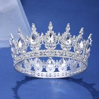 Nuotakos Europos Princesės Tiara Apvali Barokinė Konkursų Karūnos Kristalinė Pilna Karūna Karaliaus Tiara Vestuvinė Karūna Plaukų Aksesuarai juoda