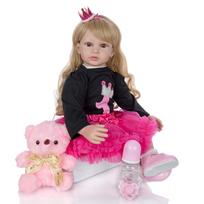 60 cm Silikono Reborn Baby Doll Žaislai 24 colių Gyvi Mados Princesės Lėlės Kūdikiai Vaikų Gimtadienio Dovanos Žaidimų Namai Žaislų Mergaitėms Bonecas 60 cm black