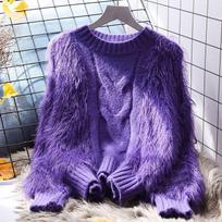 Solid Imitation Sable Fleece Pullover Sweater Women Loose Autumn and Winter Korean Fried Dough Twists Short Knitwear Sweater Top One Size