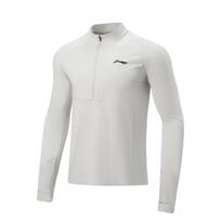 Li-Ning Soft Minimalist Solid Color Stand Collar Long Sleeve T-Shirt Men tops ATLW013-2 XXL white
