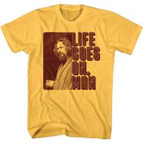 Big Lebowski Men's T shirt Life Goes On Man Dude Quote Graphic Tee S brown