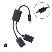Micro USB/Type C į 2 OTG dvigubo prievado HUB kabelis Y skirstytuvas planšetiniam kompiuteriui Android adapterio keitiklis