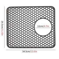 Honeycomb Silicone Kitchen Sink Mat Open Hole Design Anti Slip Scratch Proof Dish Drying Pad 34.5x29.5x0.8cm gray