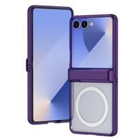 For Samsung Galaxy Z Flip 7/6/5/4/3 Magnetic Case with Screen Protector, Slim Hinge Protection, Hard Shockproof Anti-Scratch For Galaxy Z Flip 4 tamsiai violetine spalva
