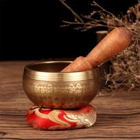 Handmade Nepal Buddha Sound Bowl Stress Relief Yoga Copper Sound Therapy Tibetan Singing Bowl Set Brass Chime brown
